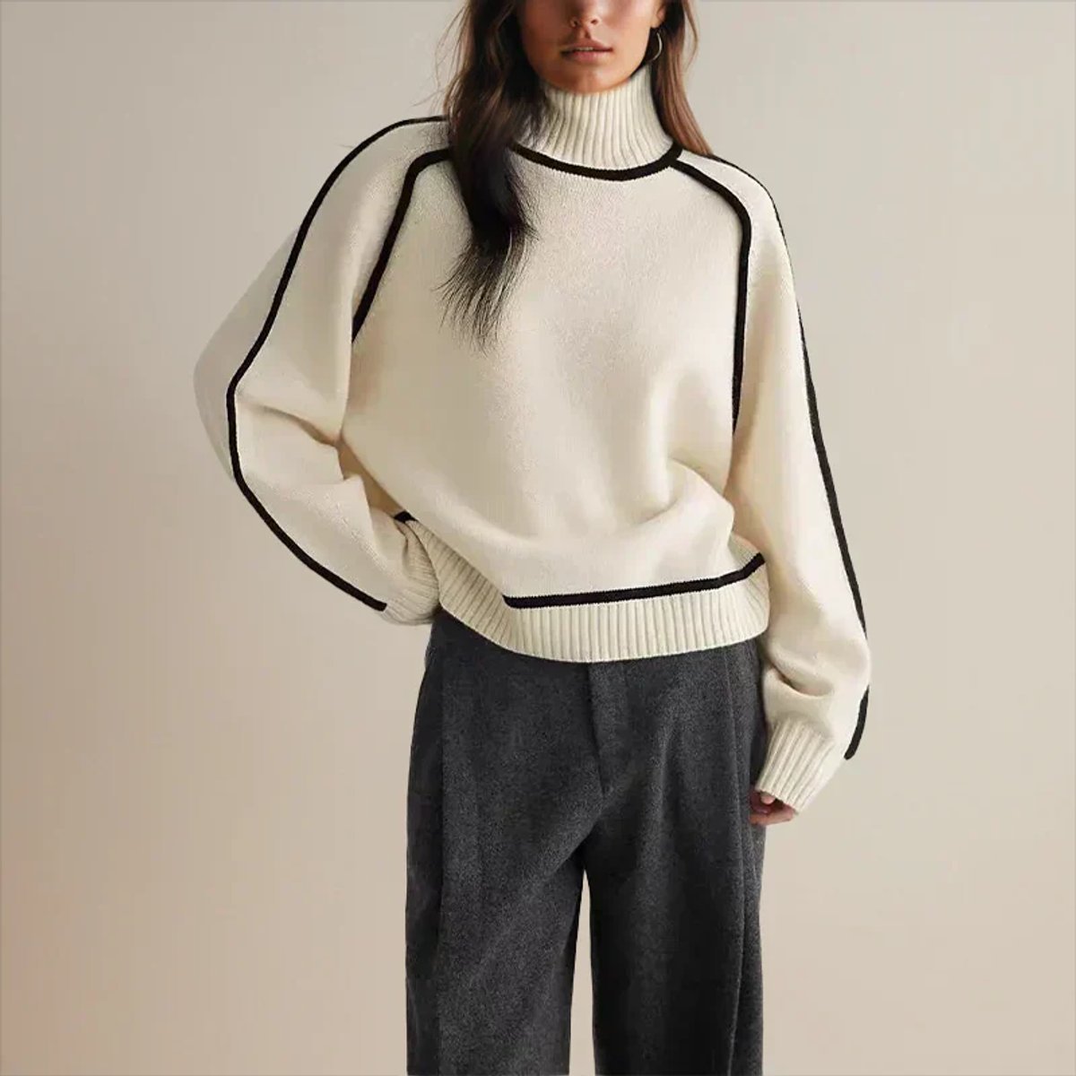 Relaxed Raglan Colour-Block Knit Jumper