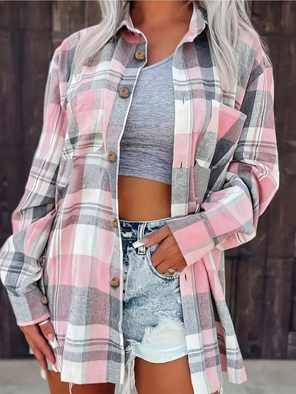 Relaxed Checked Button-Through Flannel Shirt