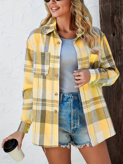 Relaxed Checked Button-Through Flannel Shirt