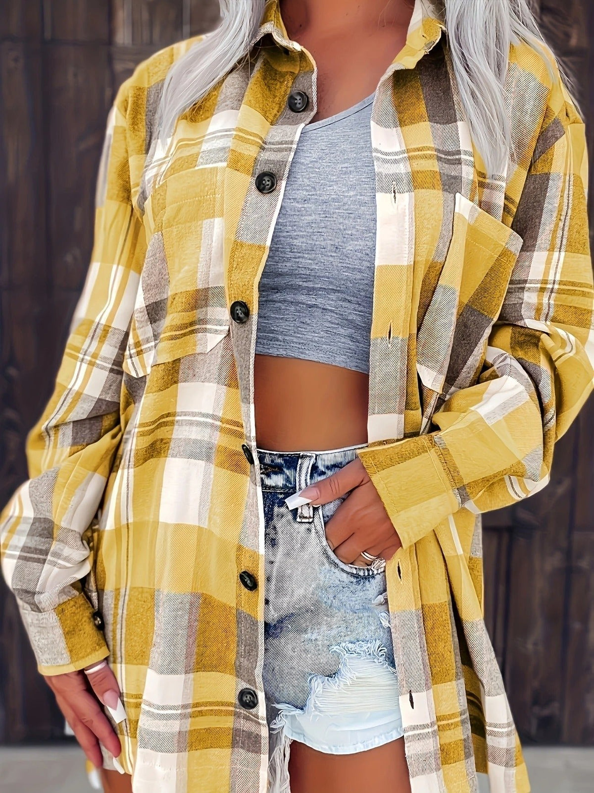 Relaxed Checked Button-Through Flannel Shirt