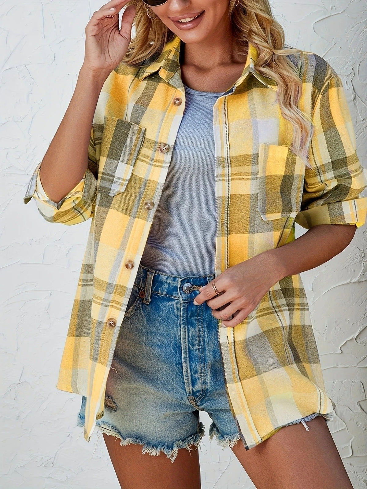 Relaxed Checked Button-Through Flannel Shirt