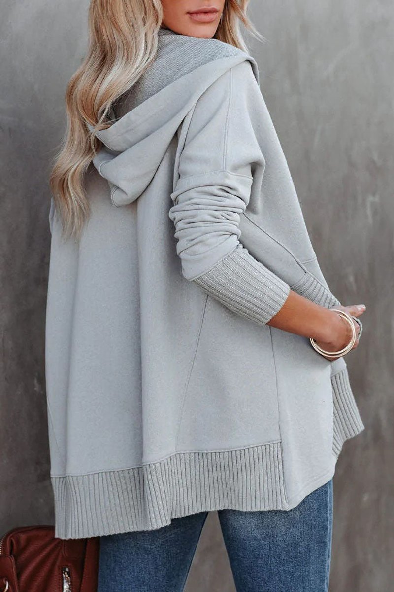 Casual Button-Front Hooded Tunic Top