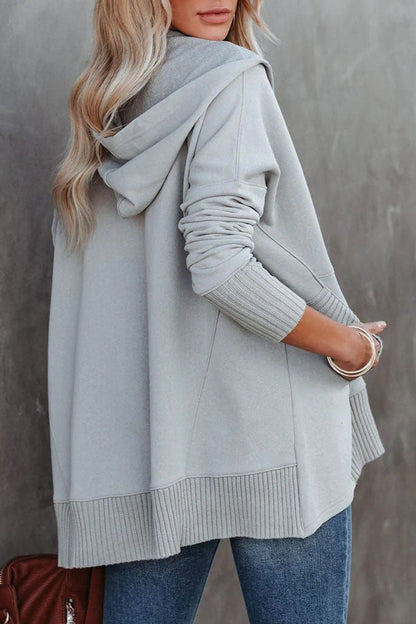 Casual Button-Front Hooded Tunic Top