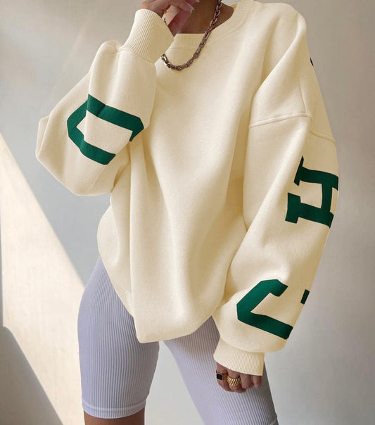 Oversized Varsity Graphic Fleece Sweatshirt