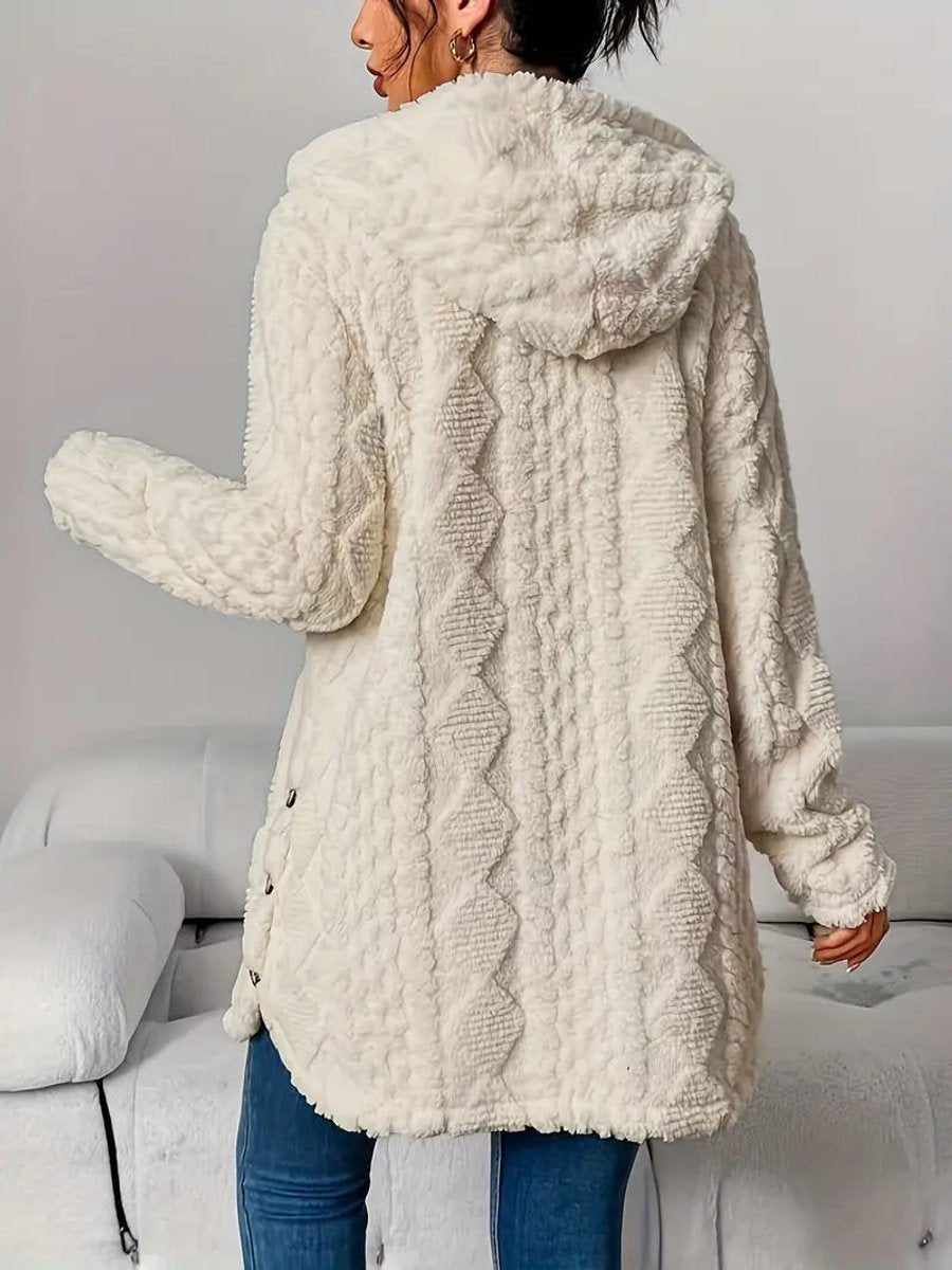 Women's Hooded Cable Textured Duster Cardigan