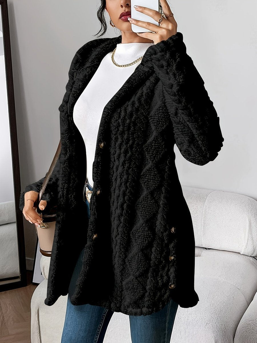 Women's Hooded Cable Textured Duster Cardigan