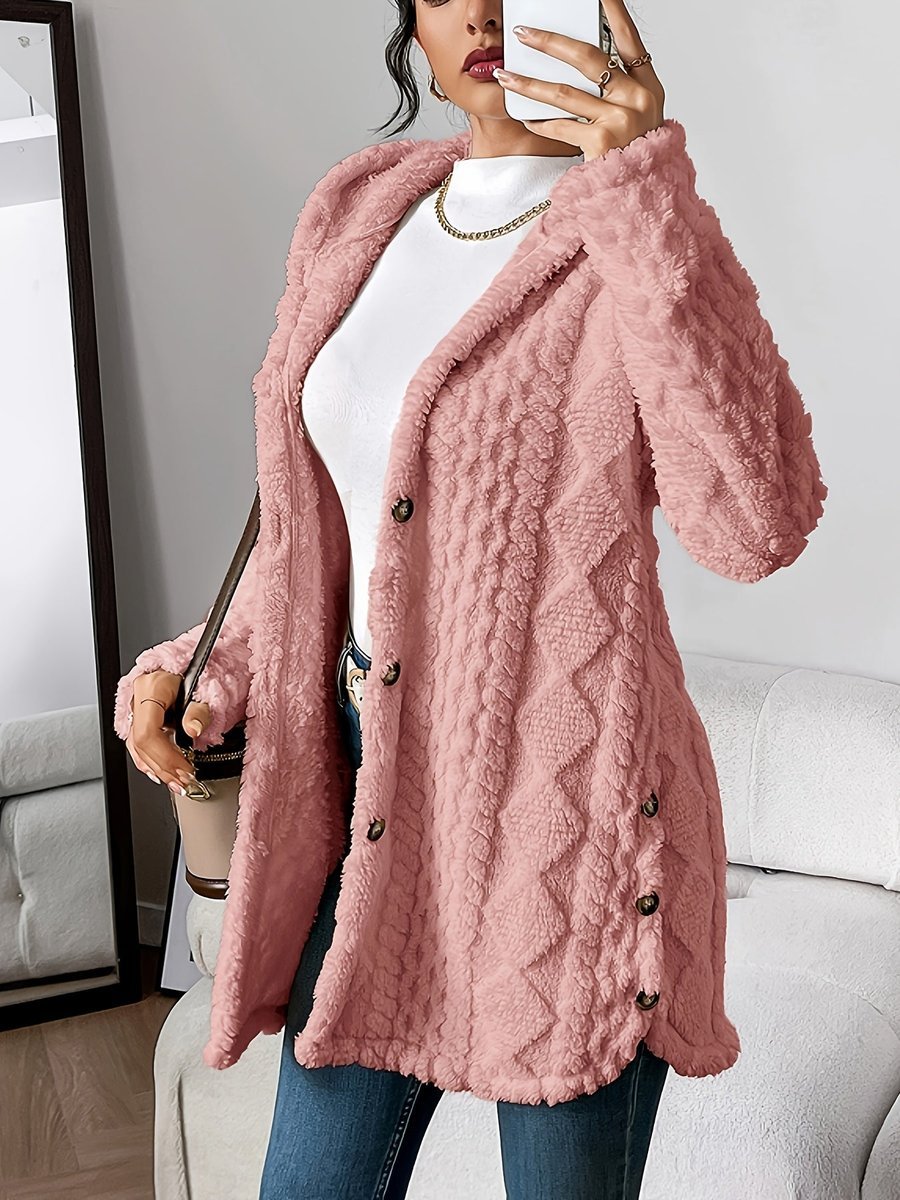 Women's Hooded Cable Textured Duster Cardigan