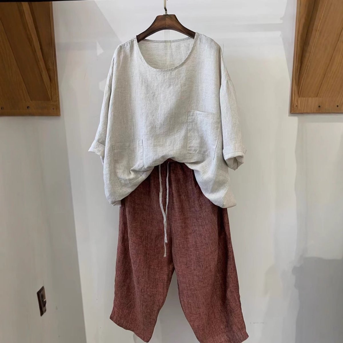Relaxed Linen Smock Top with Front Pockets