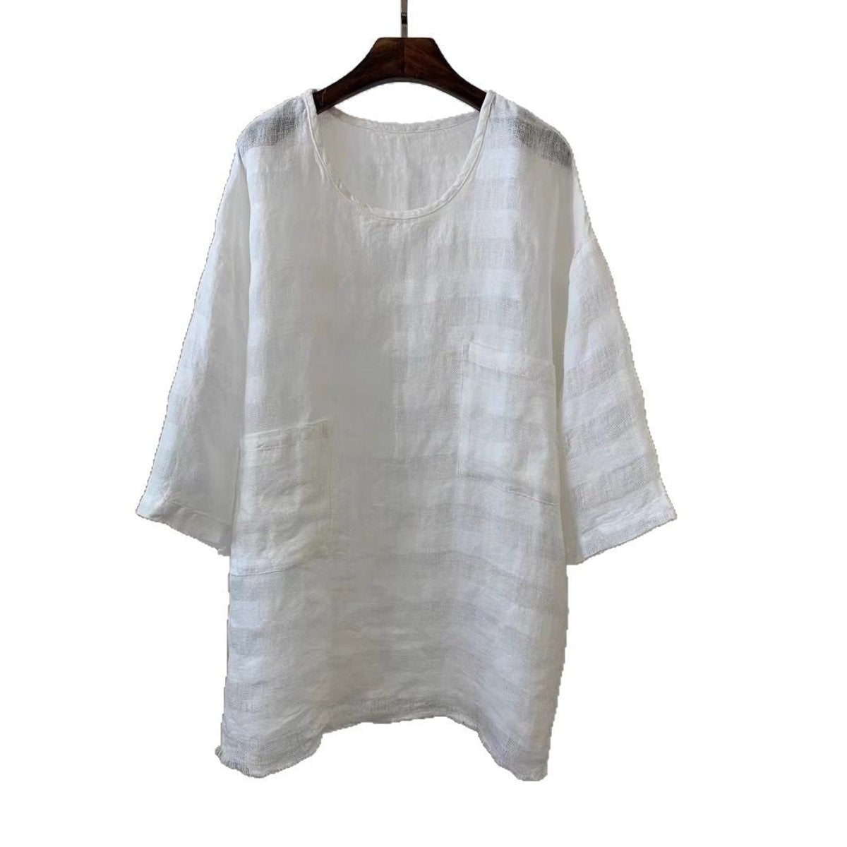 Relaxed Linen Smock Top with Front Pockets