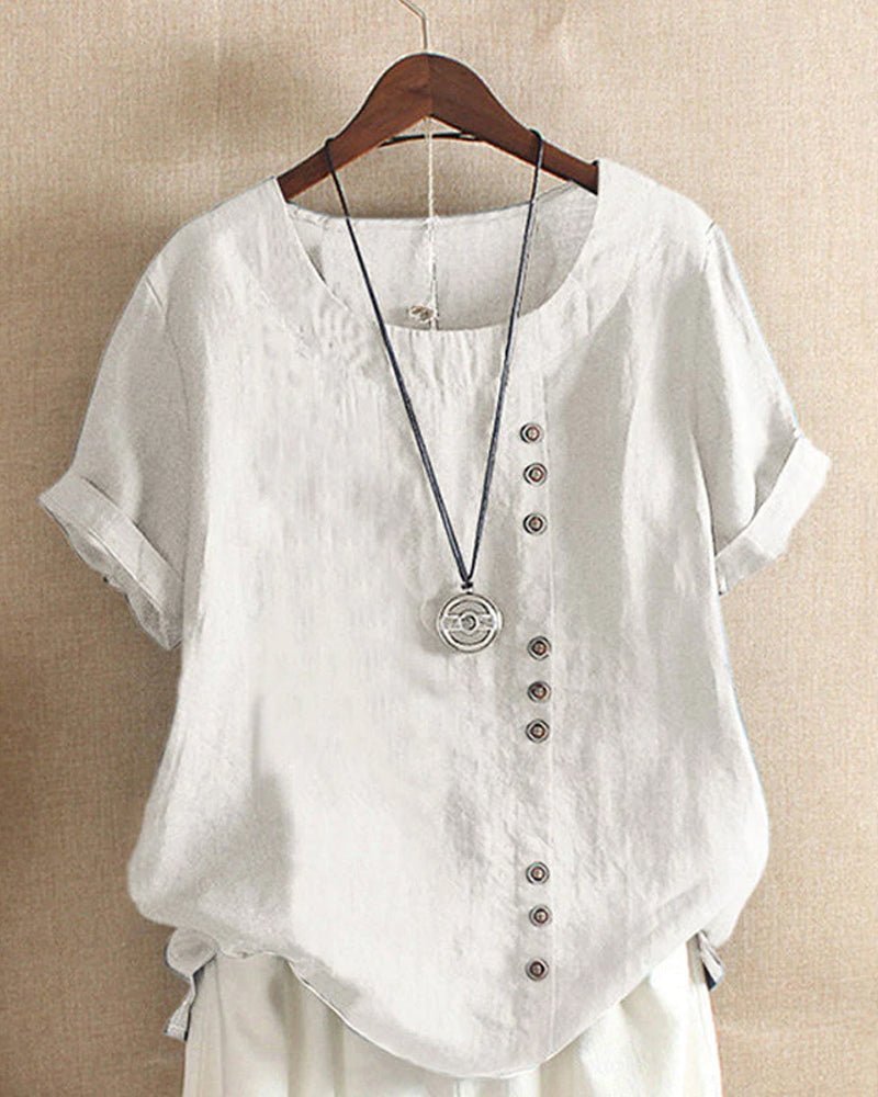 Relaxed Linen Blend Button-Through Tunic