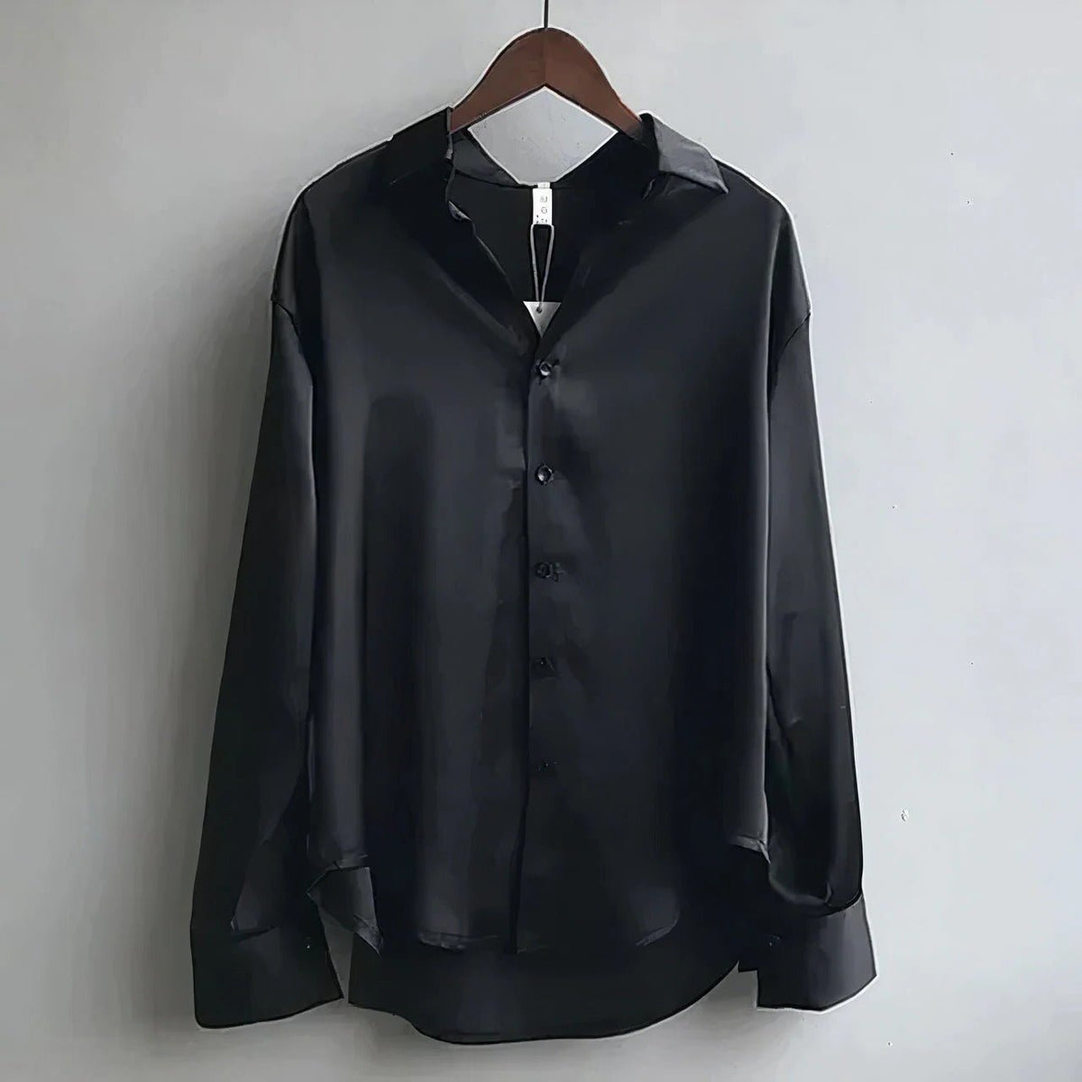 Satin Button-Through Long Sleeve Blouse