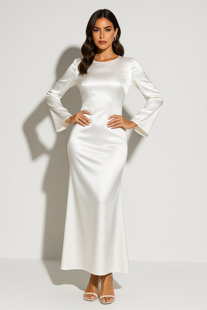 Satin Flared Sleeve Mermaid Evening Dress