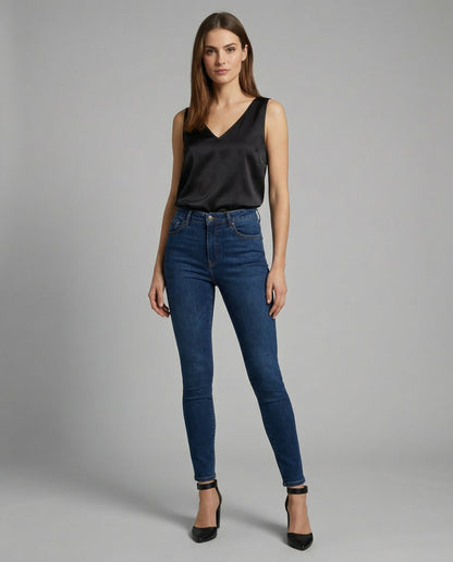 Wide-Strap V-Neck Satin Camisole