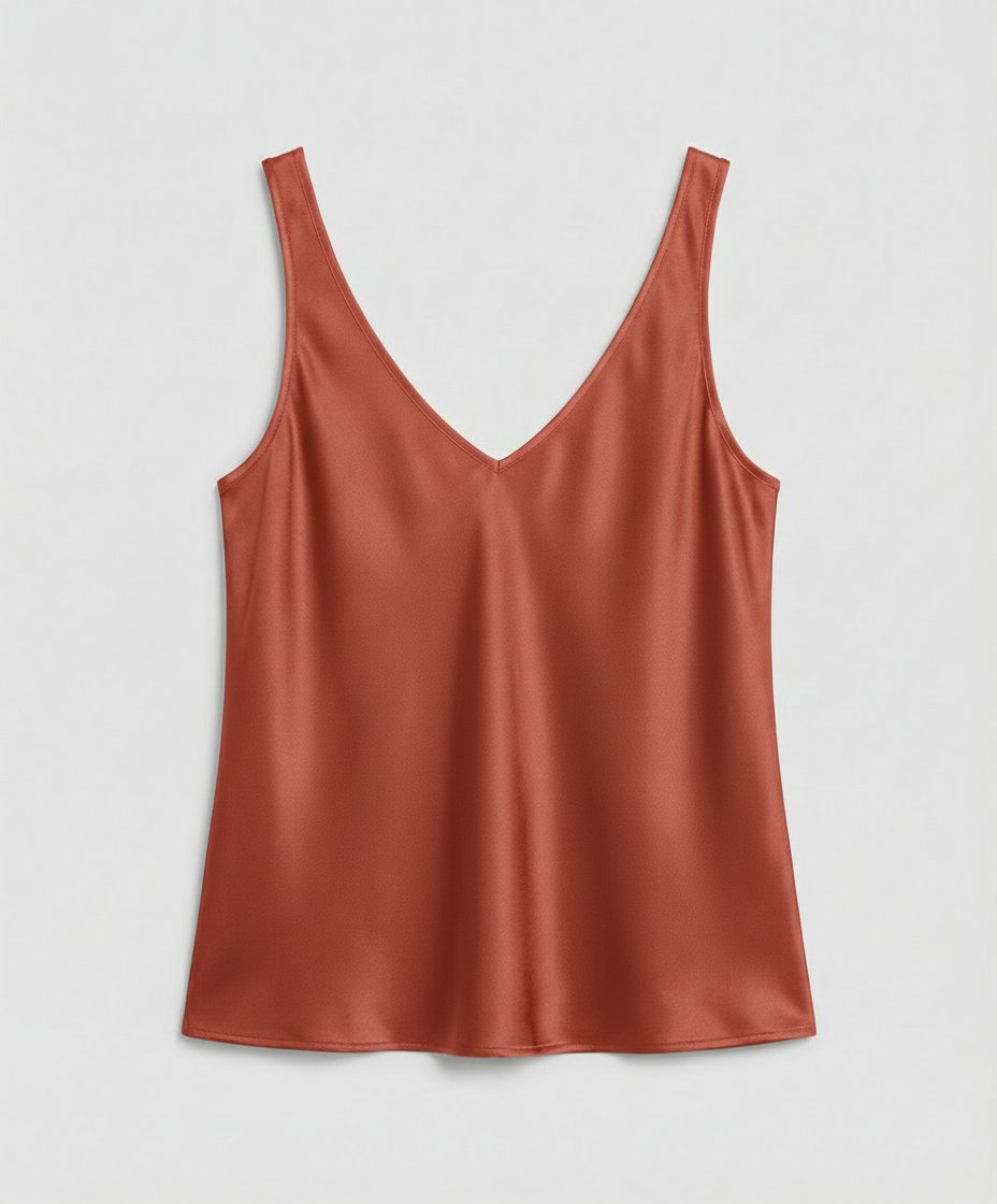Wide-Strap V-Neck Satin Camisole