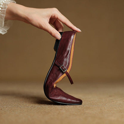 Buckled Pointed-Toe Slip-On Mules