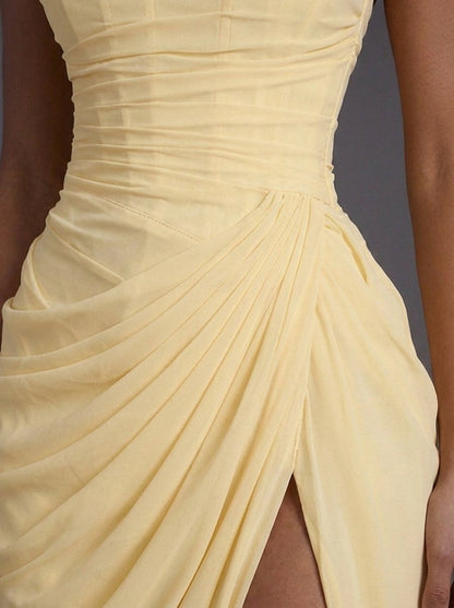 Bandeau Corset Maxi Dress with Side Split