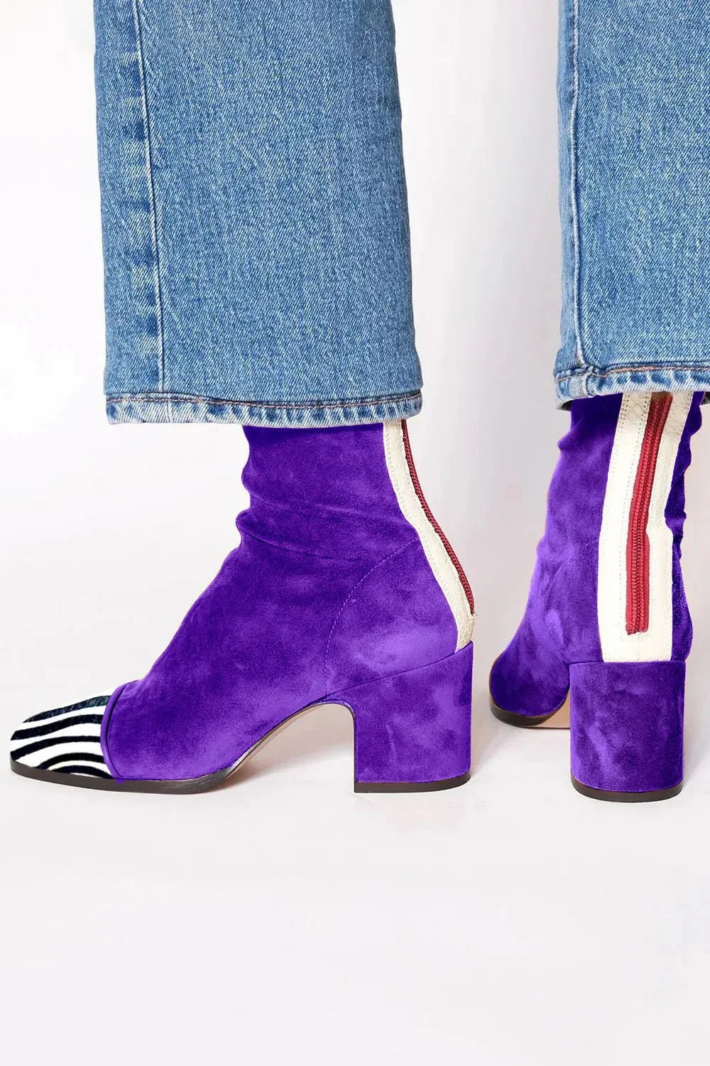 Square Toe Faux Suede Block Heel Knee-High Boots