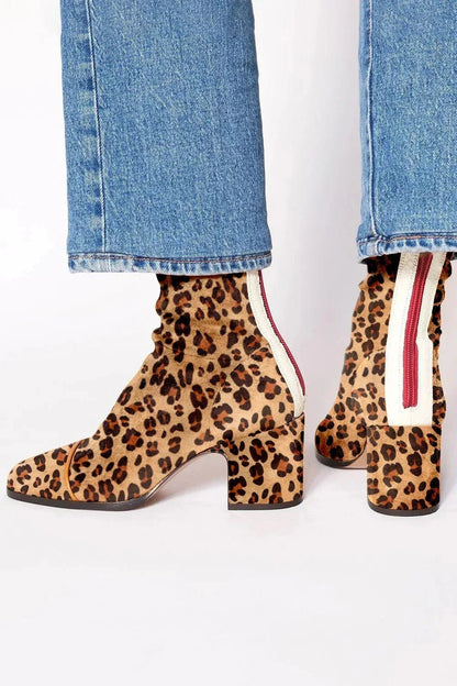 Square Toe Faux Suede Block Heel Knee-High Boots