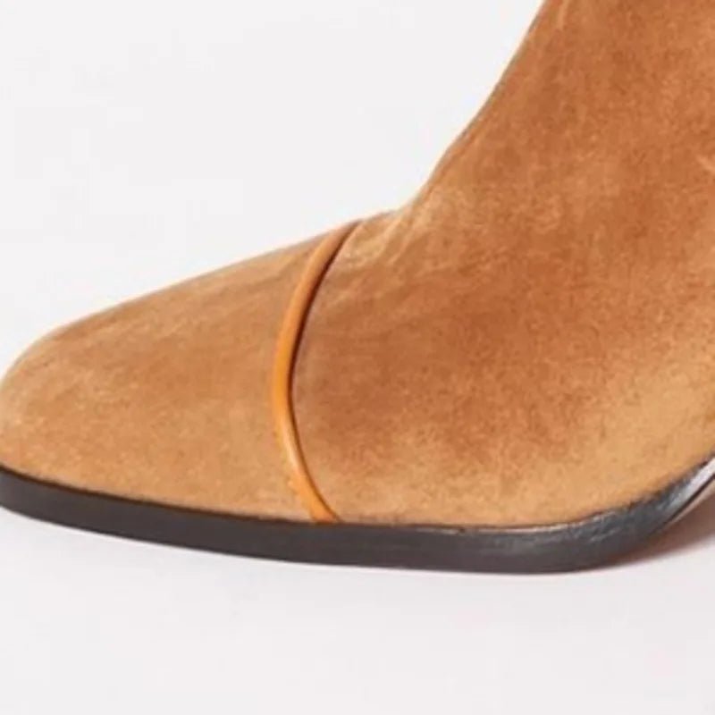 Square Toe Faux Suede Block Heel Knee-High Boots
