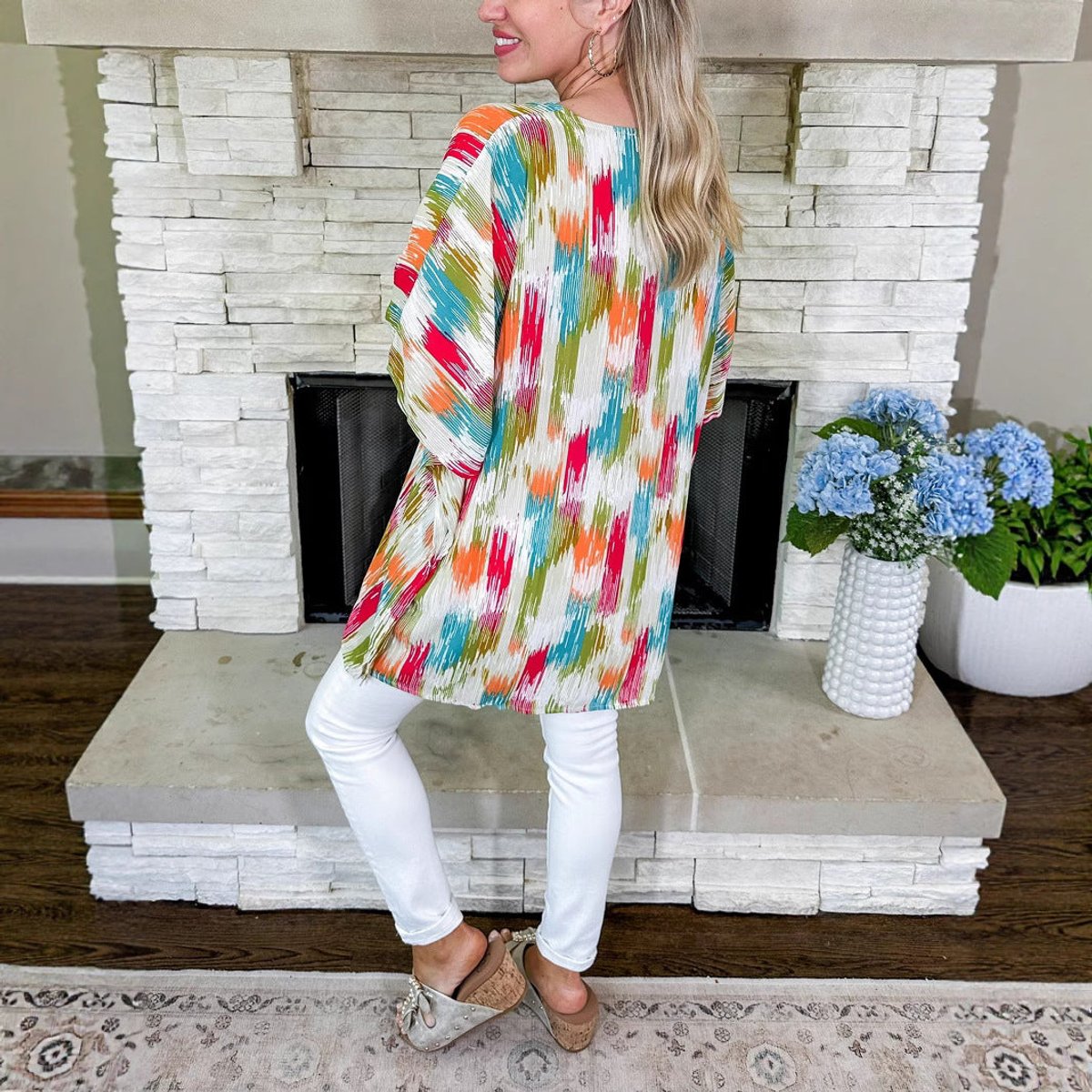Abstract Painterly V-Neck Relaxed Tunic