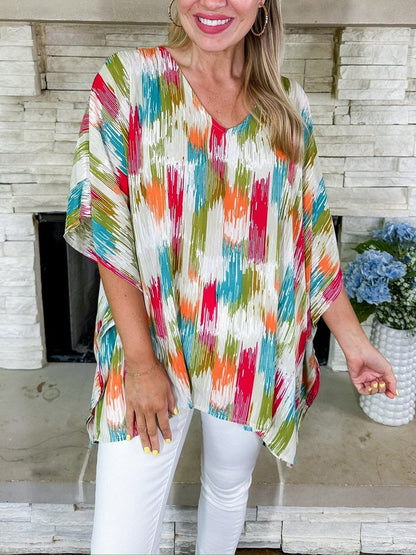 Abstract Painterly V-Neck Relaxed Tunic