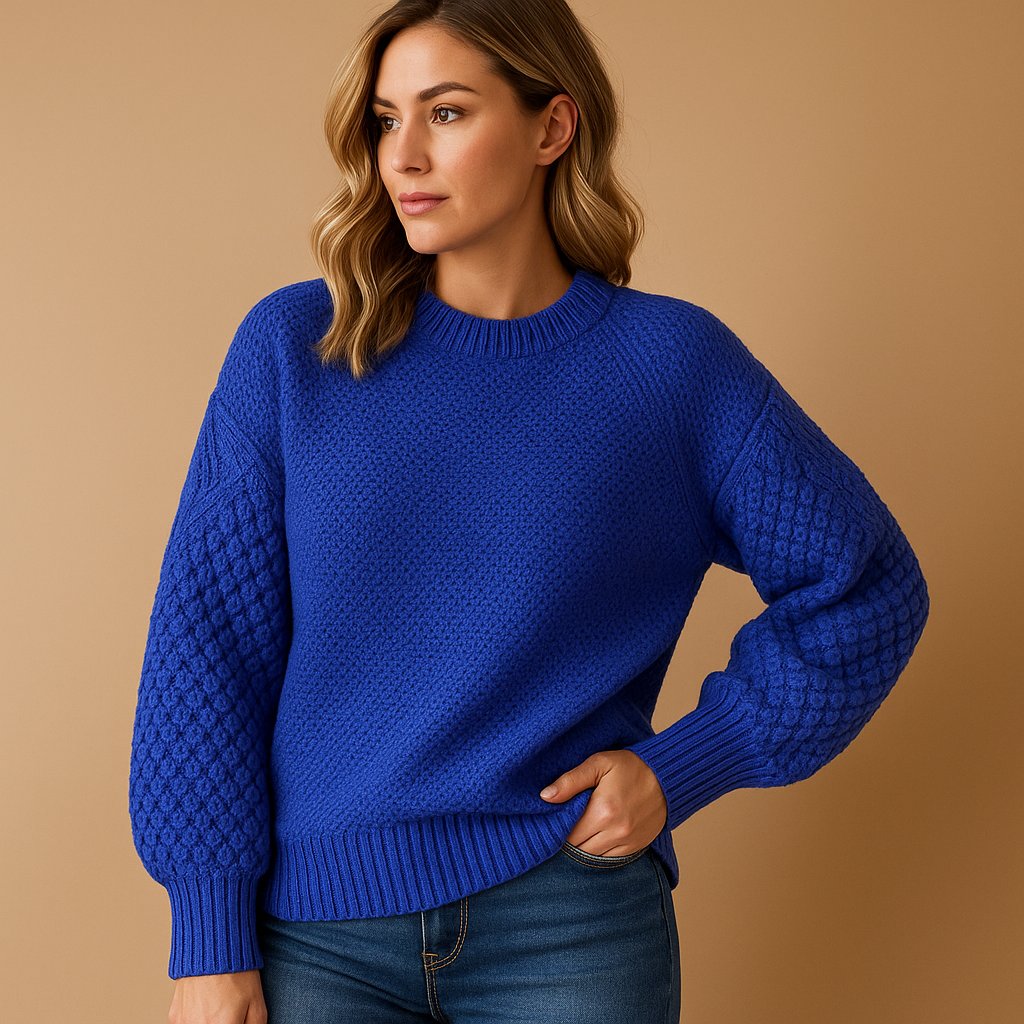 Cable-Knit Sleeve Crew Neck Jumper