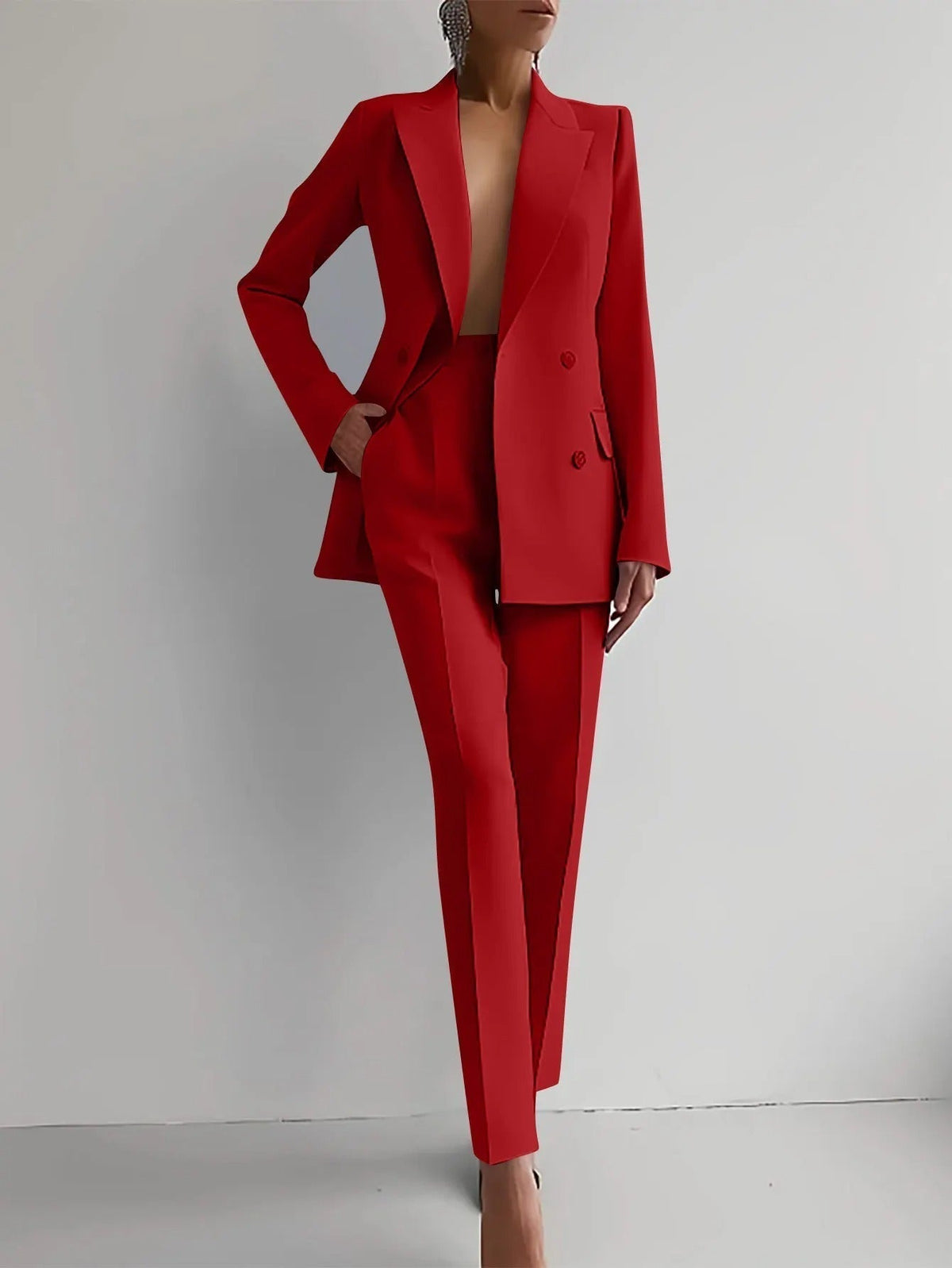 Single-Breasted Blazer & Tailored Trouser Suit Set