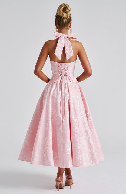 Textured Halter Midi Dress