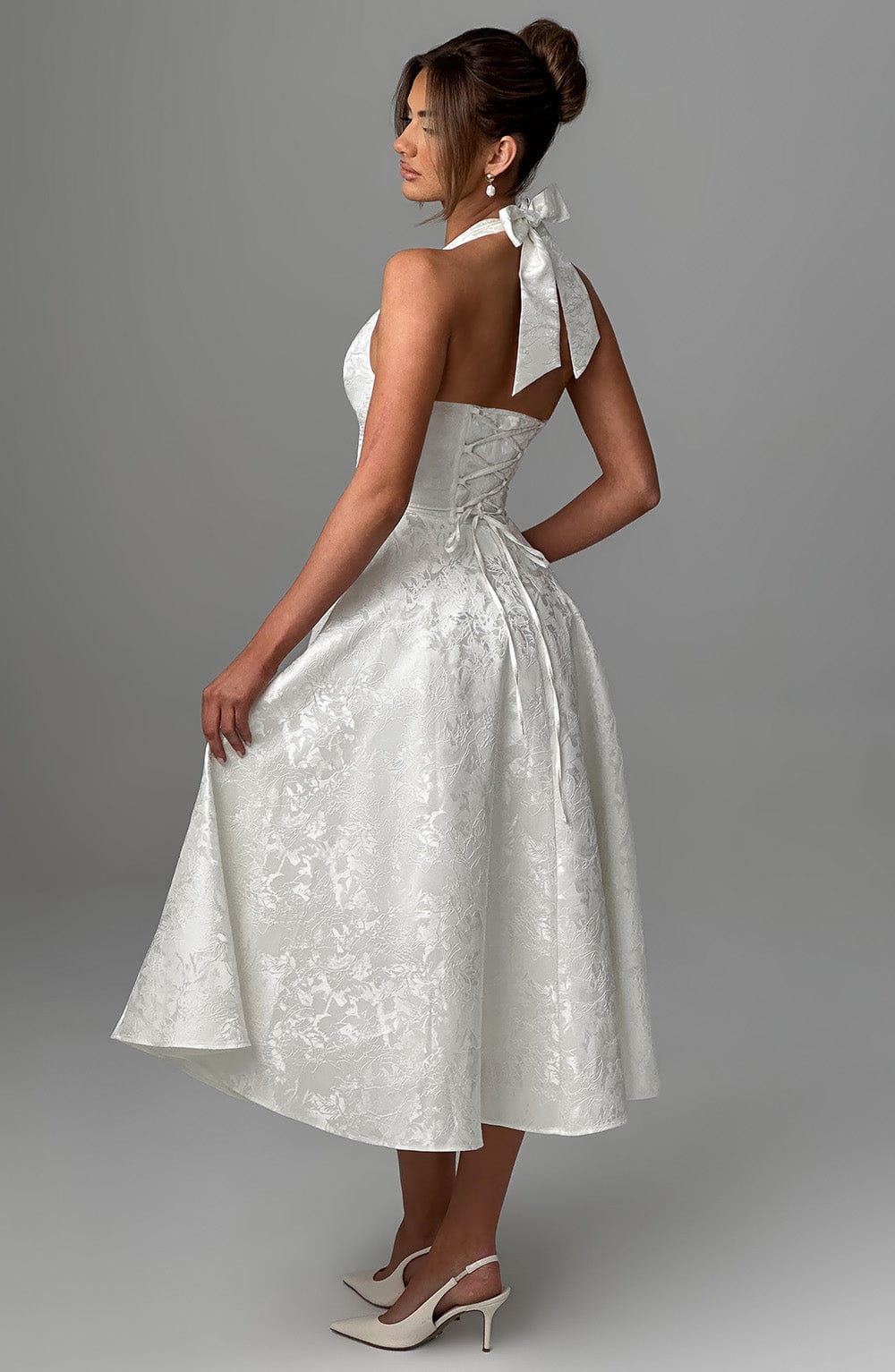 Textured Halter Midi Dress