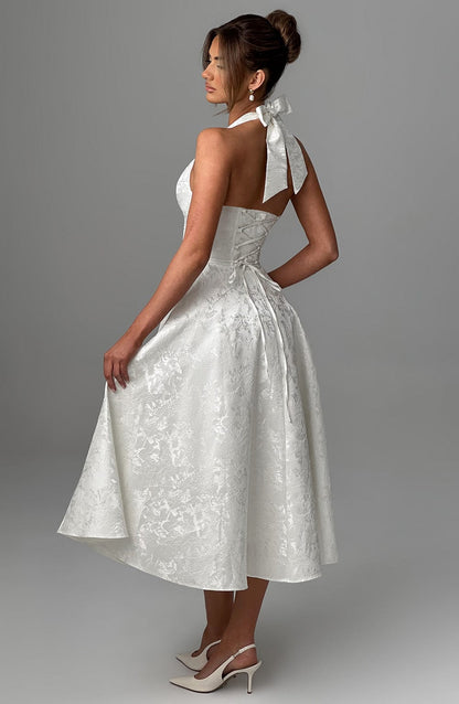 Textured Halter Midi Dress