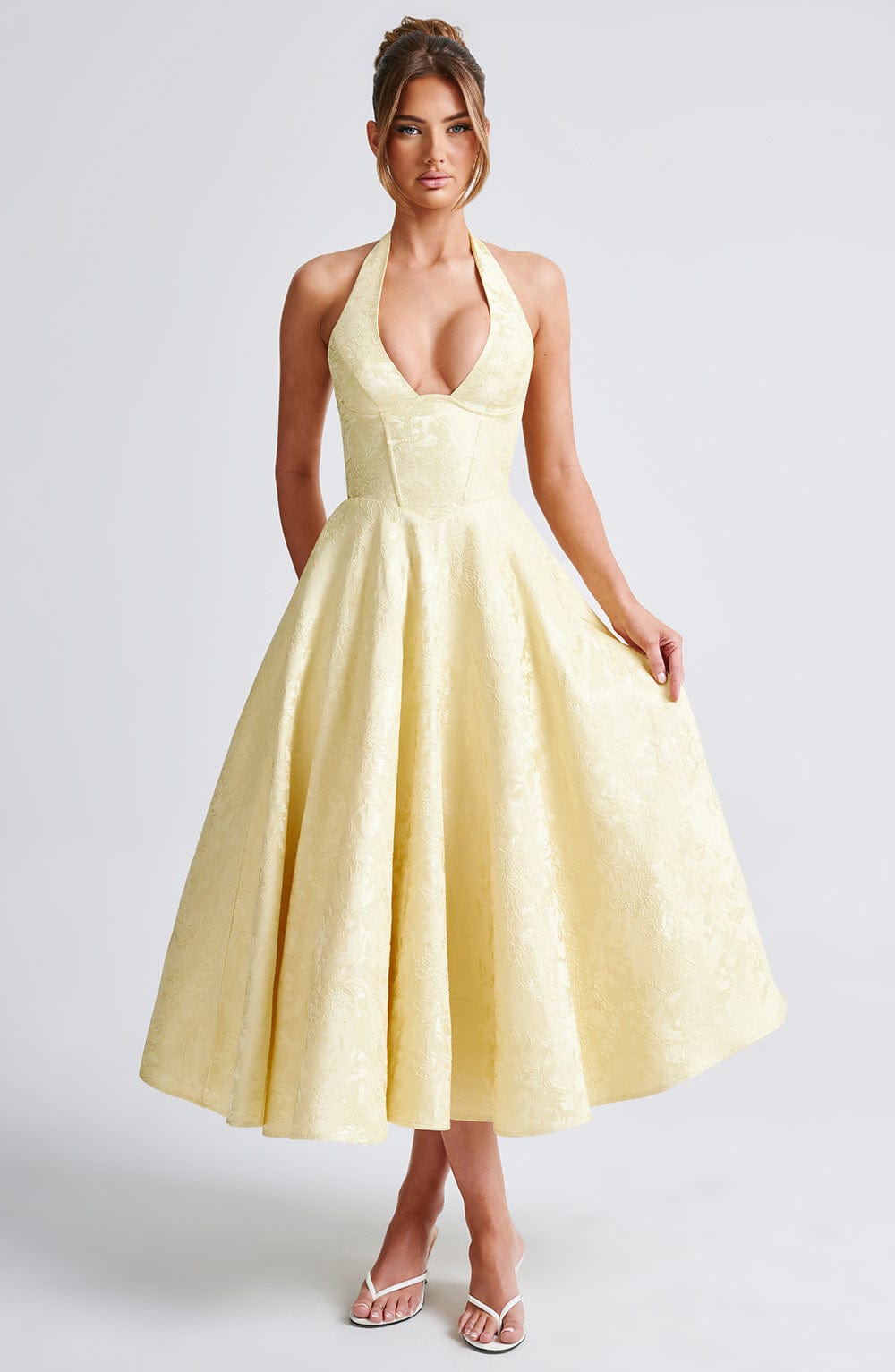 Textured Halter Midi Dress