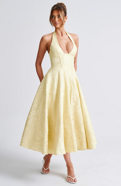 Textured Halter Midi Dress