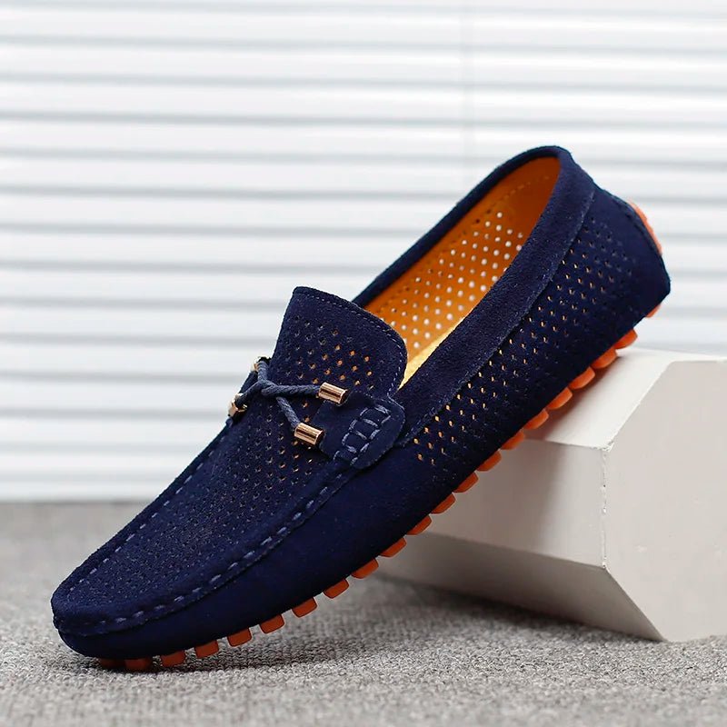 Men's Perforated Faux Suede Slip-On Loafers