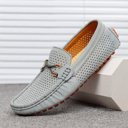 Men's Perforated Faux Suede Slip-On Loafers