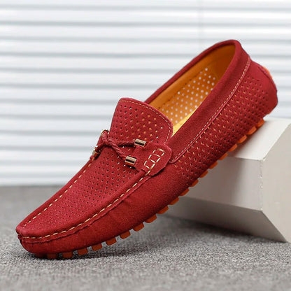 Men's Perforated Faux Suede Slip-On Loafers