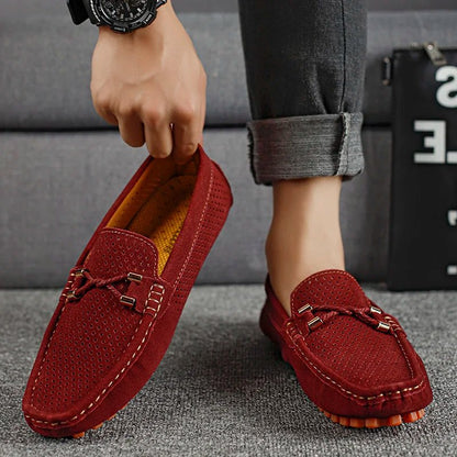 Men's Perforated Faux Suede Slip-On Loafers