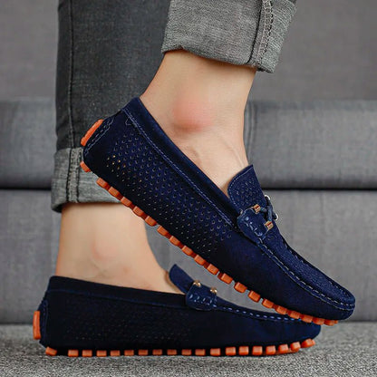 Men's Perforated Faux Suede Slip-On Loafers