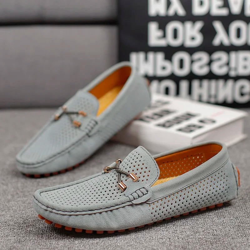 Men's Perforated Faux Suede Slip-On Loafers