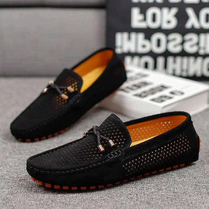 Men's Perforated Faux Suede Slip-On Loafers