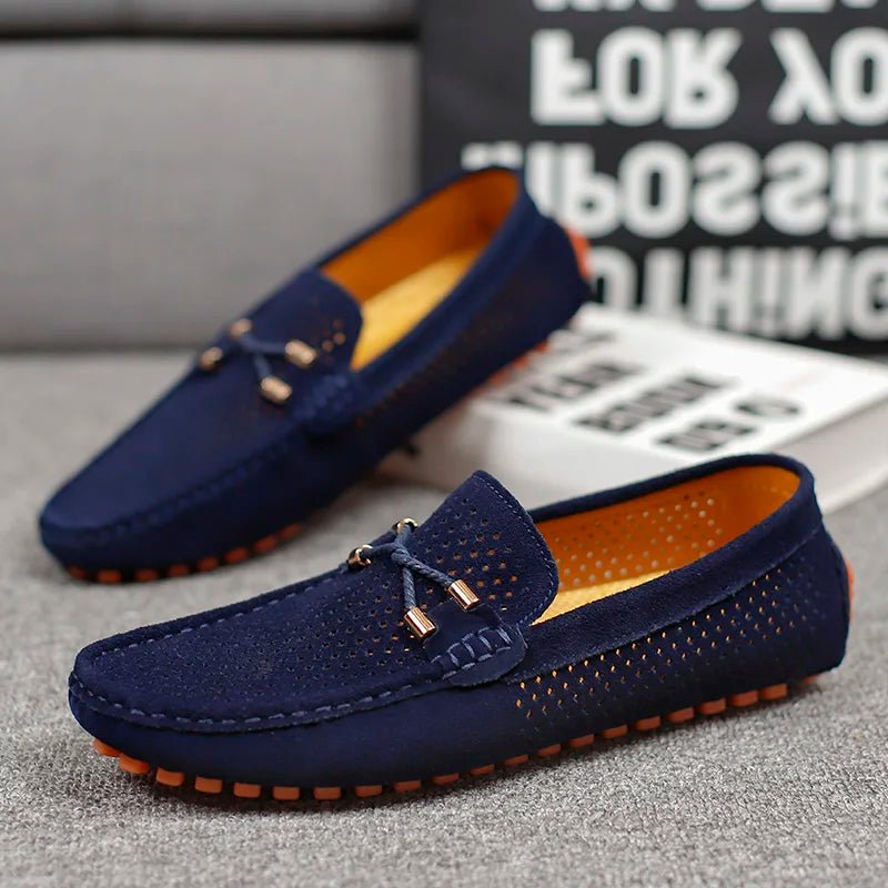 Men's Perforated Faux Suede Slip-On Loafers