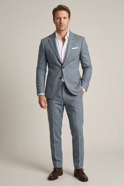 Men's Slate Grey-Blue Slim Fit Two-Piece Suit