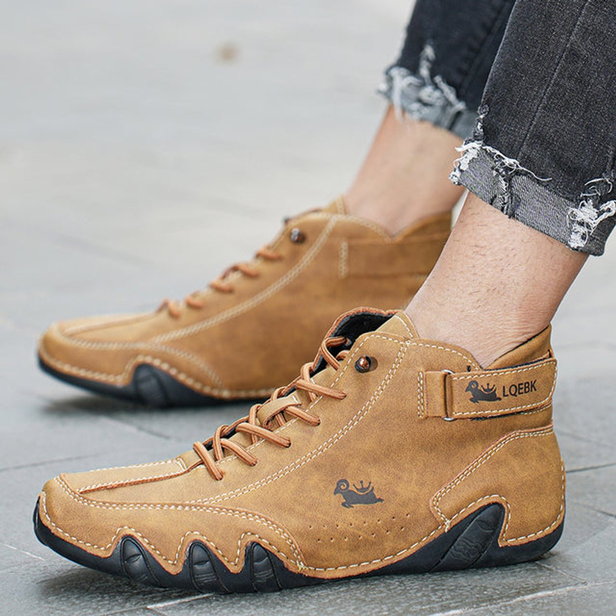Men's Suede-Look Lace-Up Ankle Boots