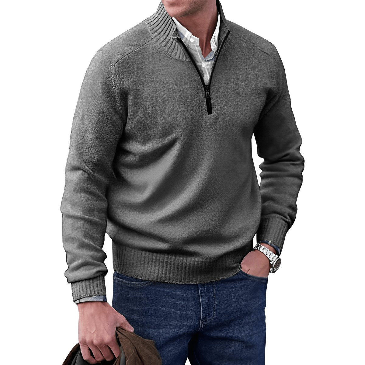 Men's Essential Quarter-Zip Knitted Jumper