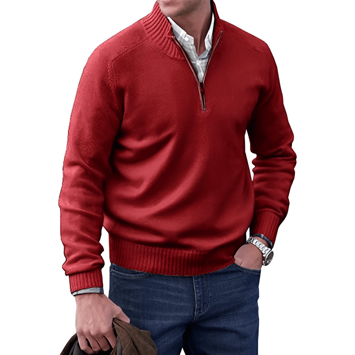 Men's Essential Quarter-Zip Knitted Jumper