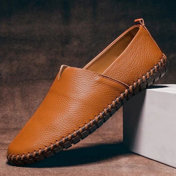 Men's Whipstitched Leather Slip-On Loafers