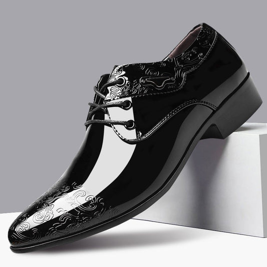 Men's Swirl Embossed Patent Derby Shoes