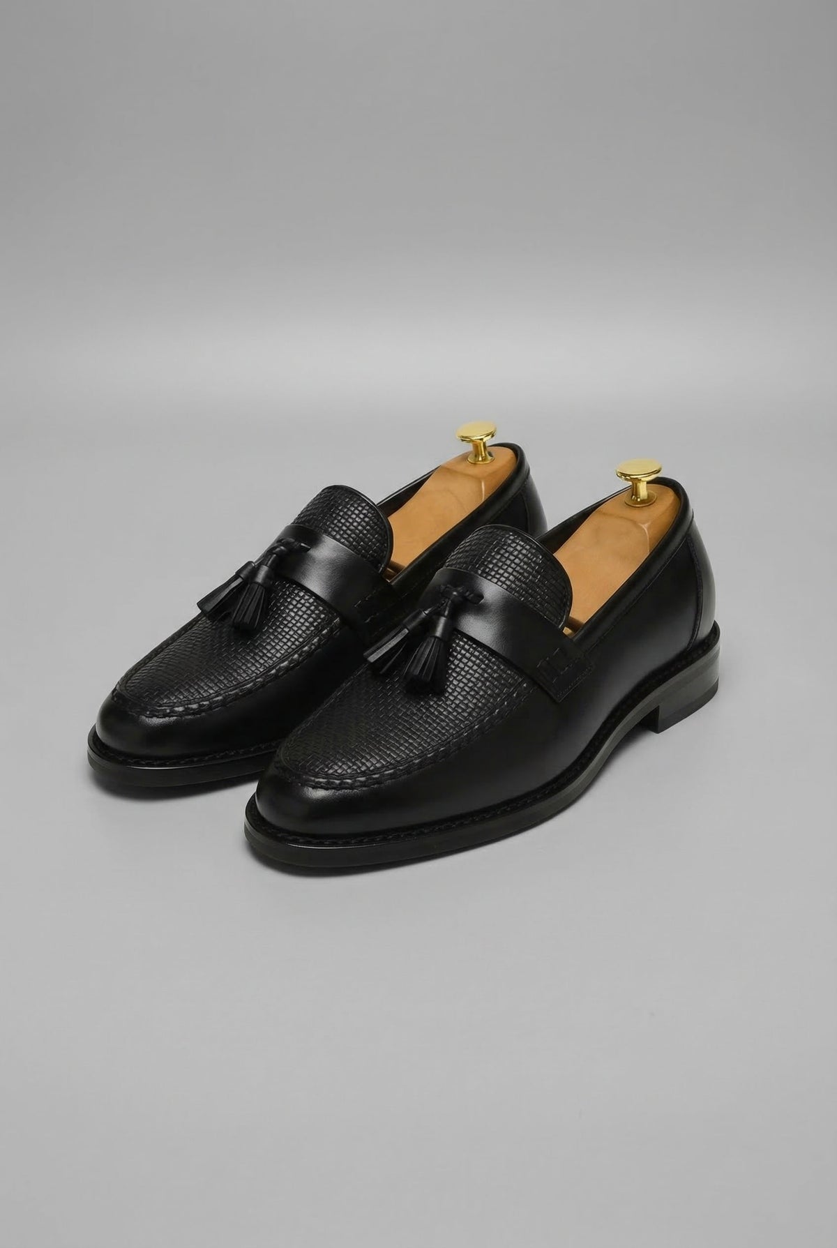Men's Black Woven Tassel Loafers