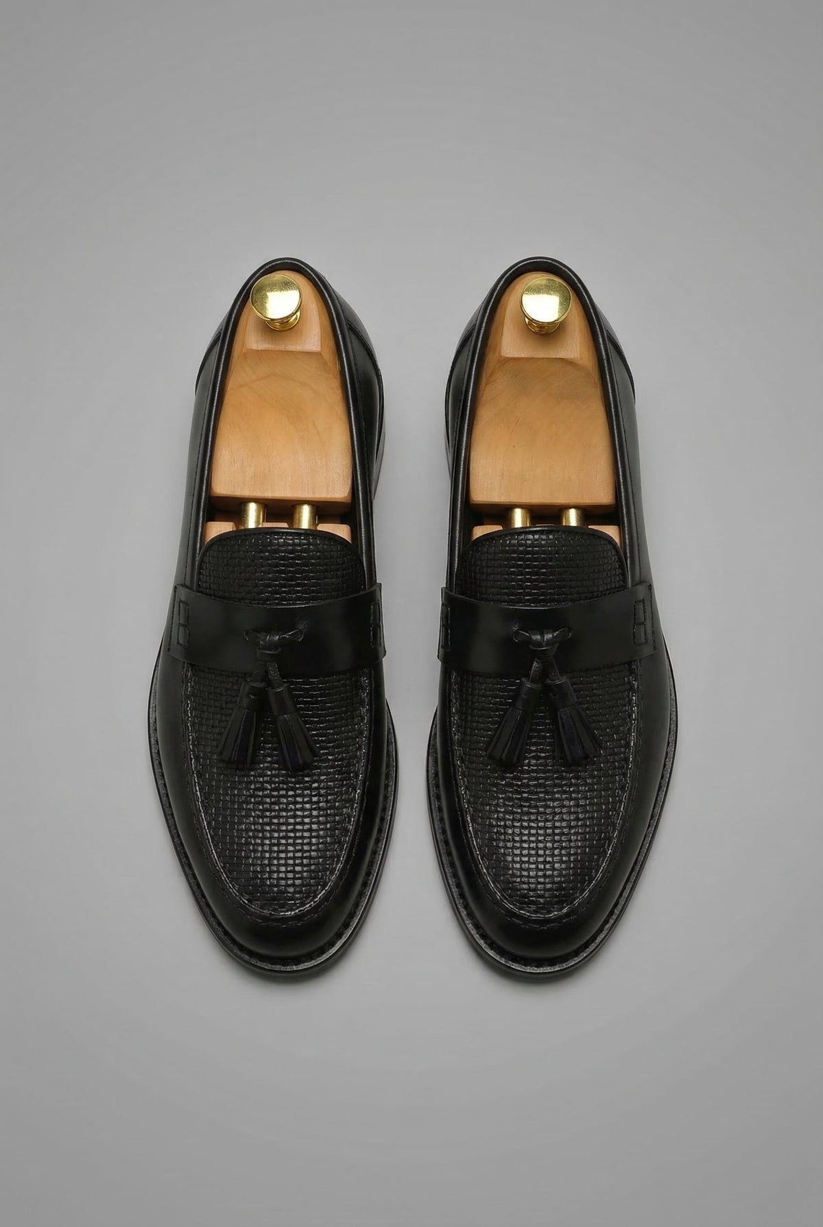 Men's Black Woven Tassel Loafers