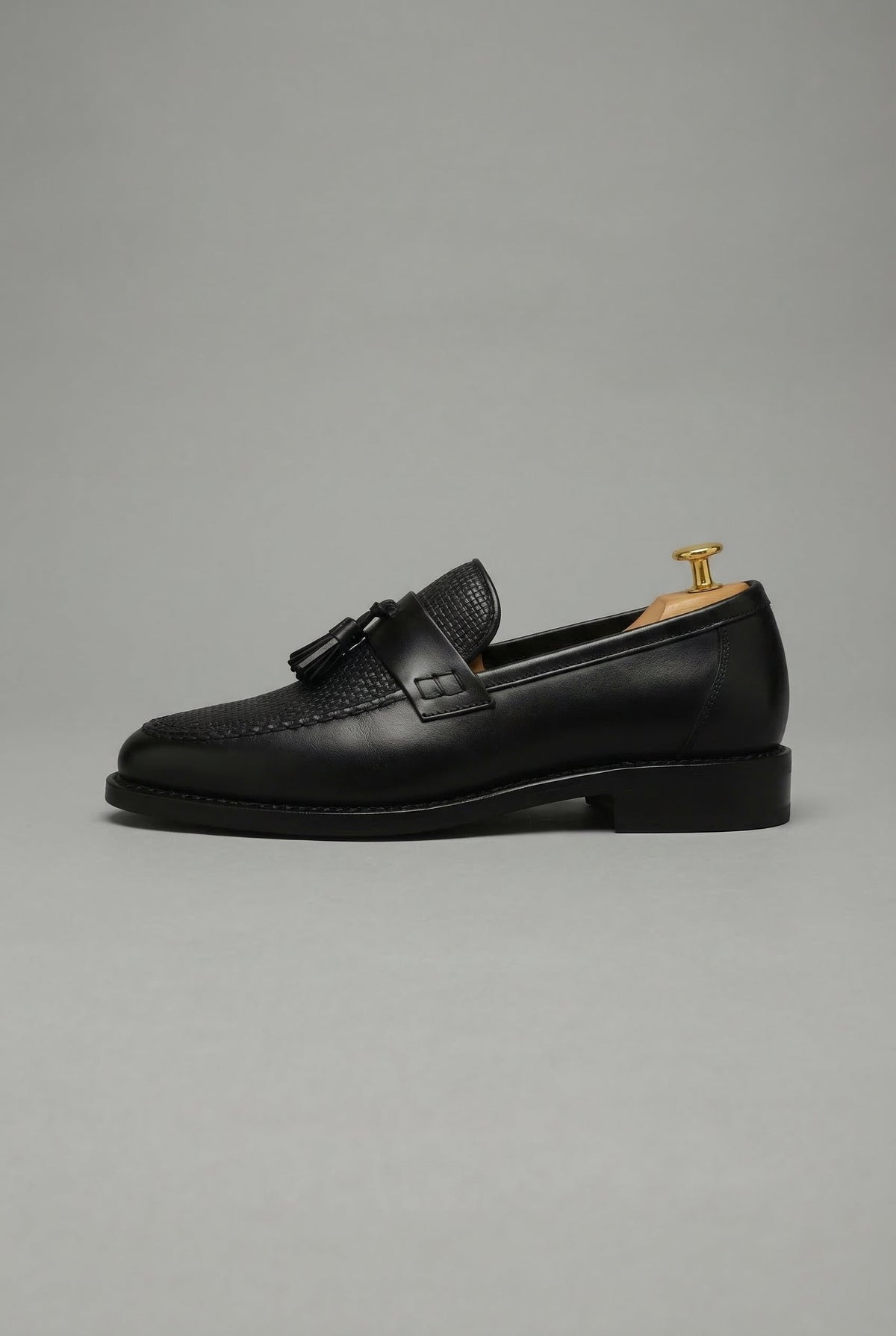 Men's Black Woven Tassel Loafers