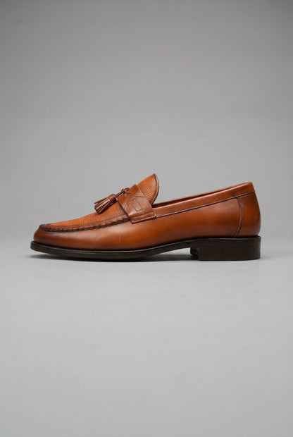 Men's Black Woven Tassel Loafers